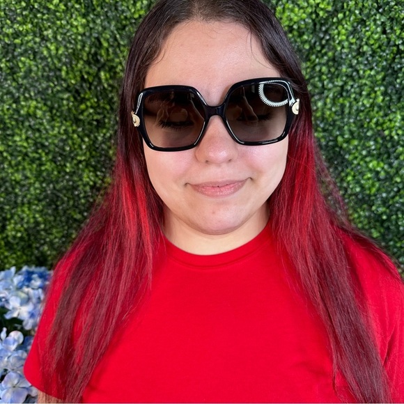 CHLOE - VERA BLACK SCALLOPED SQUARE FRAME SUNGLASSES - NEW - Picture 13 of 15